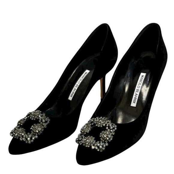 Manolo Blahnik Hangisi 70 embellished leather pumps Size 38 IT, 7 or 7.5 US - Picture 7 of 12